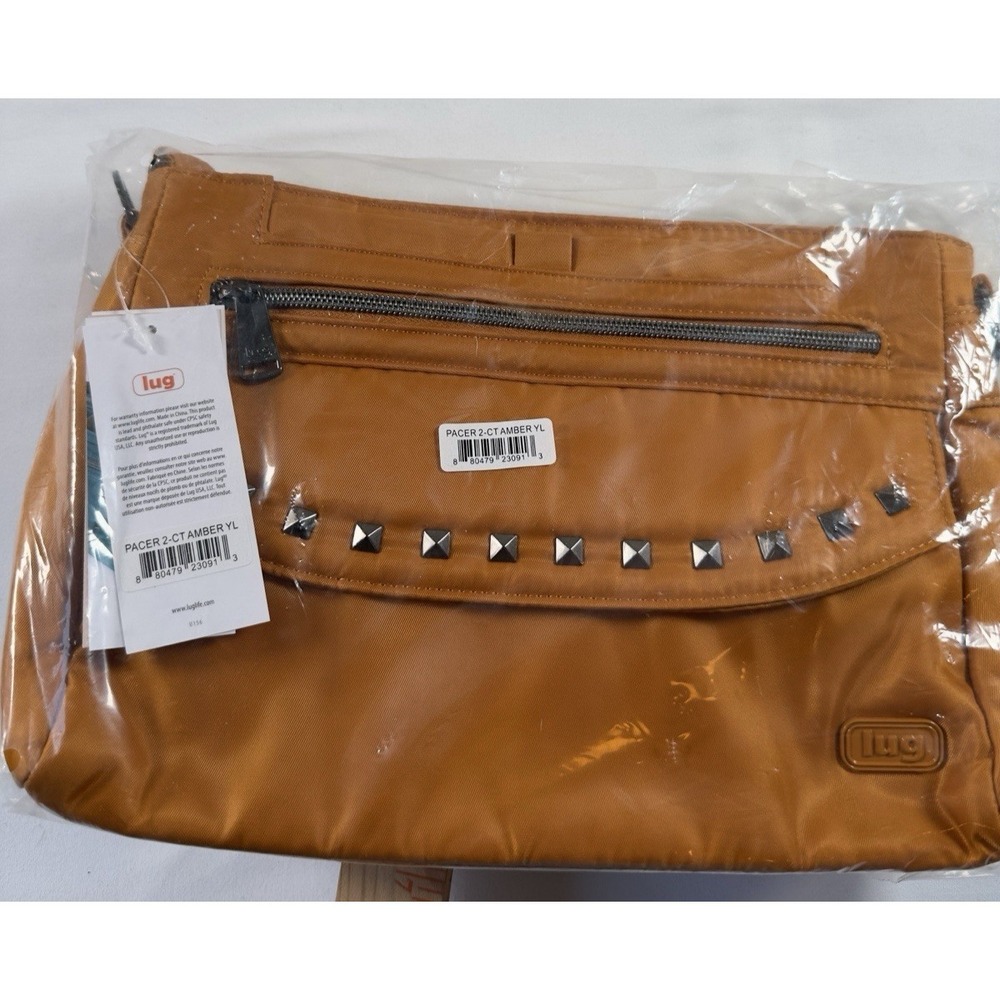 Lug Pacer Crossbody Amber Yellow Studded RFID Protection Travel Organizer Bag NW
